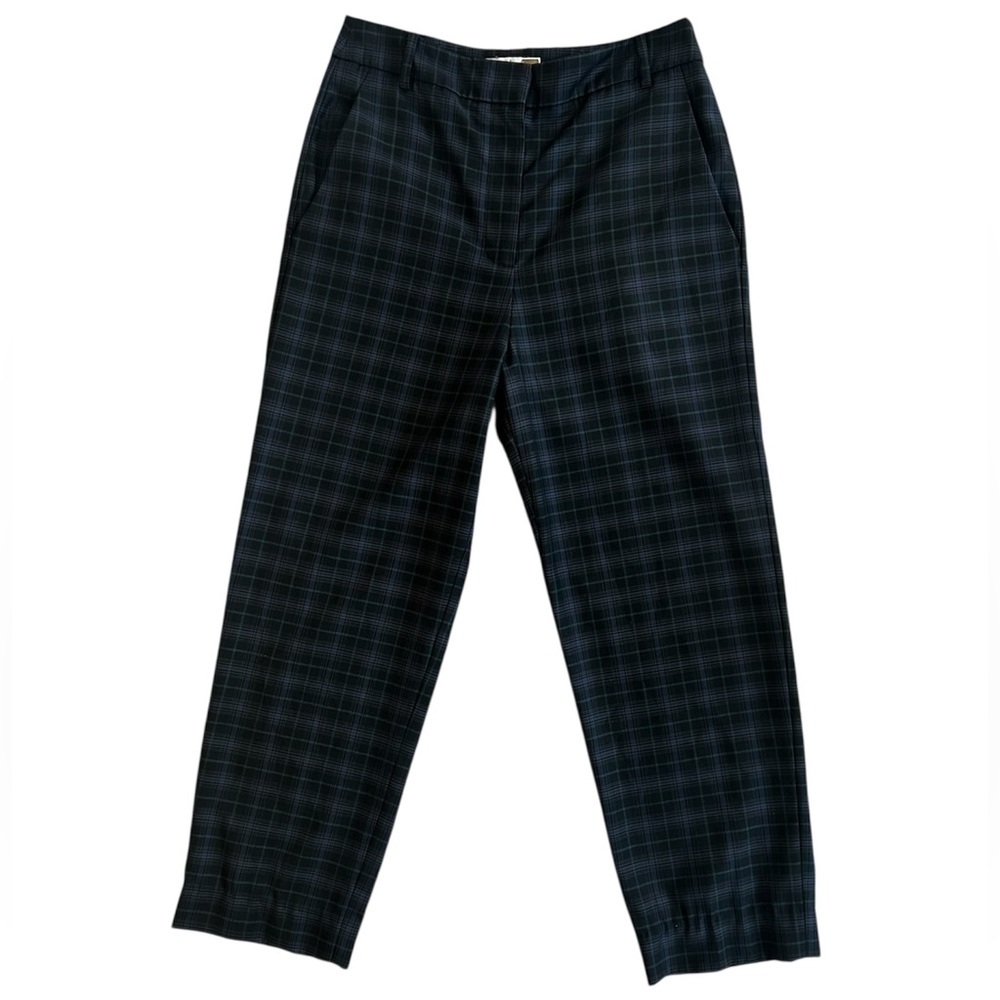Tibi Marvel Blue/Black Plaid Taylor Straight Leg Pants Size 6 Officewear - Picture 3 of 8